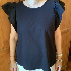 Black flutter sleeve Tshirt L NWOT